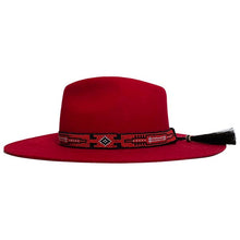 Load image into Gallery viewer, Red Camden Street Fedora hat by Carlisle Hats featuring Miyuki beads, stylish accessory with a classic fedora shape.