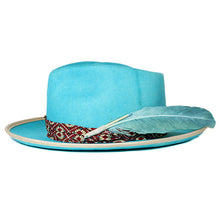 Load image into Gallery viewer, Carlisle Hats Camden Street Fedora in turquoise and burgundy marble dye, featuring a classic fedora style with a wide brim and structured crown.