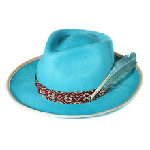 Load image into Gallery viewer, Carlisle Hats Camden Street fedora in turquoise and burgundy marble dye with a wide brim and classic fedora shape.
