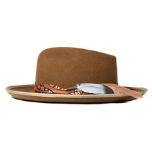 Load image into Gallery viewer, Carlisle Hats Camden Street Fedora in Whiskey Latte, 55cm, showing the stylish felt hat with a wide brim and classic design.