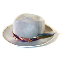 Load image into Gallery viewer, Carlisle Hats Camden Street grey blue marble dye fedora, 55cm, featuring a stylish woven band and classic brim design.