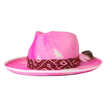 Load image into Gallery viewer, Carlisle Hats Camden Street hot pink marble dye fedora hat, stylish wide-brim accessory with vibrant marble pattern.