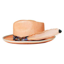 Load image into Gallery viewer, Carlisle Hats Camden Street Peach Marble Dye fedora hat with a wide brim and textured marble pattern, size 55cm.