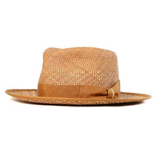 Load image into Gallery viewer, Carlisle Hats Fitzroy Street Panama straw fedora in golden tan with a wide brim and classic fedora crown.