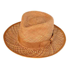 Load image into Gallery viewer, Carlisle Hats Fitzroy Street Panama Straw Fedora in golden tan, with a wide brim and classic fedora style.