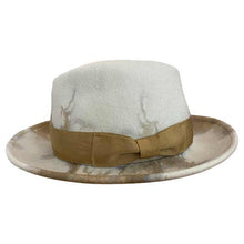 Load image into Gallery viewer, Green Elwood Fedora with marble dye finish by Carlisle Hats, featuring a classic fedora style and wide brim.