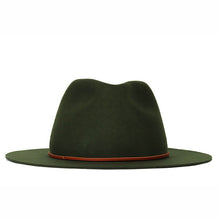 Load image into Gallery viewer, Green Carlisle Hats Woodstock Fedora with a classic wide brim and pinched crown, size 55cm, stylish and durable headwear.