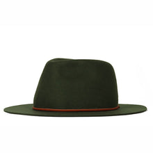 Load image into Gallery viewer, Green Woodstock Fedora by Carlisle Hats, classic wide-brim felt hat with a stylish band, perfect for casual or formal wear.