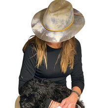 Load image into Gallery viewer, Grey marble dye Carlisle Hats Fedora with wide brim and structured crown, perfect for stylish street wear.