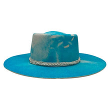 Load image into Gallery viewer, Carlisle Hats Spanish Blue Sky Fedora with wide brim and ribbon, displayed on a neutral background.