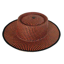 Load image into Gallery viewer, Carlisle Hats Spanish Rider Amber Tan and Black Panama Straw Fedora hat with wide brim and stylish design.