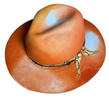 Load image into Gallery viewer, Carlisle Hats St Kilda Sunset Fedora in a 55cm size, featuring a stylish wide brim and sunset-inspired band detail.