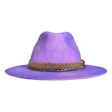 Load image into Gallery viewer, Violet Crumble Fedora by Carlisle Hats, stylish purple felt fedora with wide brim and classic design, size 55cm.