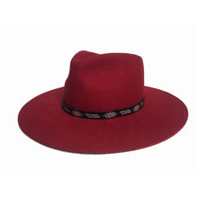 Load image into Gallery viewer, Carlisle Hats Camden EW Miyuki beads red fedora with a stylish brim and decorative beaded band for a fashionable look.