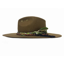 Load image into Gallery viewer, Carlisle Hats Camden Fedora MM Whiskey wide brim hat with a structured crown and stylish leather band.