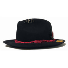 Load image into Gallery viewer, Black Camden Fedora hat by Carlisle Hats featuring a classic fedora style with a wide brim and stylish band detail.