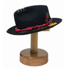 Load image into Gallery viewer, Black Camden Fedora hat by Carlisle Hats featuring a classic fedora style with a wide brim and stylish ribbon band.