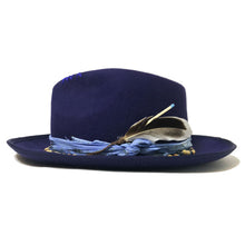Load image into Gallery viewer, Carlisle Hats Camden Fedora in XX Blue, stylish men's fedora with a classic brim and textured fabric, perfect for sophisticated outfits.