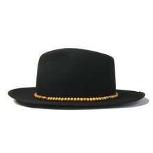 Load image into Gallery viewer, Black fedora hat with a beaded band from Carlisle Hats' Camden Street X collection.