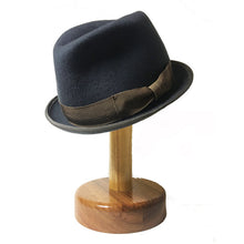 Load image into Gallery viewer, Elwood Grey Stingy Brim Fedora hat by Carlisle Hats, featuring a classic fedora style with a narrow brim and stylish grey finish.