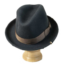 Load image into Gallery viewer, Carlisle Hats Elwood II Grey Fedora hat with a classic wide brim and stylish band, perfect for a sophisticated look.