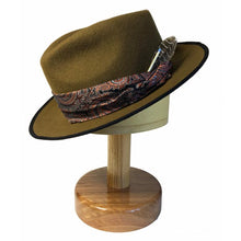 Load image into Gallery viewer, Carlisle Hats Camden Street X Fedora Whiskey B, stylish men's fedora hat in whiskey brown with a classic wide brim and indented crown.