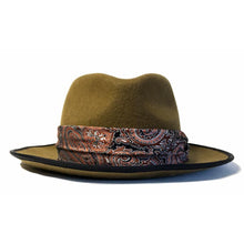Load image into Gallery viewer, Carlisle Hats Camden Street X Fedora Whiskey B, stylish men's fedora hat with a classic design and adjustable band, in whiskey color.