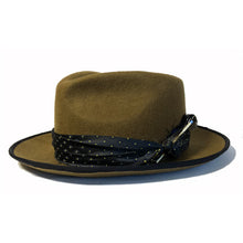 Load image into Gallery viewer, Carlisle Hats Camden Street X Fedora whiskey-colored felt hat with a classic pinched crown and wide brim.