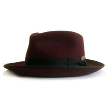 Load image into Gallery viewer, Cambridge Street Fedora in burgundy, a stylish felt hat by Carlisle Hats featuring a classic fedora design with a ribbon band.