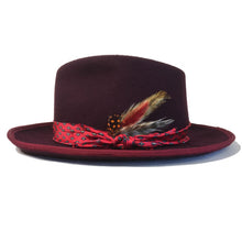 Load image into Gallery viewer, Carlisle Hats Camden Street X Burgundy Red Fedora hat with a classic wide brim and stylish design.