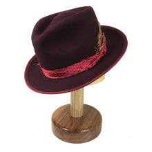 Load image into Gallery viewer, Carlisle Hats Camden Street X Burgundy Red Fedora hat with a wide brim and classic style, perfect for stylish headwear.