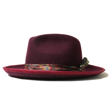 Load image into Gallery viewer, Carlisle Hats Camden Street X Fedora in wine color, stylish men's hat with a classic fedora design and wide brim.