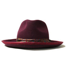 Load image into Gallery viewer, Carlisle Hats Camden Street X Fedora Wine, stylish men's fedora hat with a wide brim and classic design in wine color.