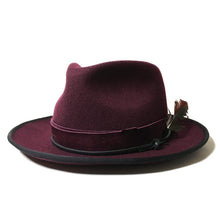 Load image into Gallery viewer, Carlisle Hats Camden Street X Fedora in wine color, featuring a classic wide brim and stylish design for a sophisticated look.