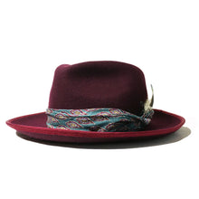 Load image into Gallery viewer, Carlisle Hats Camden Street X Fedora in Wine color, stylish wide-brim felt hat with a classic design and comfortable fit.