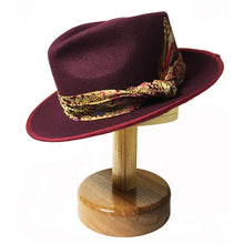 Load image into Gallery viewer, Carlisle Hats Camden Street X Fedora hat in wine color, showcasing the stylish brim and classic fedora design.