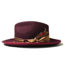 Load image into Gallery viewer, Carlisle Hats Camden Street X Felt Fedora Hat in wine color with a classic fedora shape and wide brim.