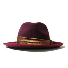Load image into Gallery viewer, Carlisle Hats Camden Street X Felt Fedora Hat in wine color, showcasing the classic fedora style with a wide brim and stylish band.