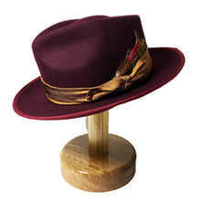 Load image into Gallery viewer, Carlisle Hats Camden Street X felt fedora hat in wine color, featuring a classic brim and stylish design.