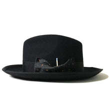 Load image into Gallery viewer, Carlisle Hats Camden 6.5 Black A fedora made of Merino wool felt, featuring a classic design and wide brim.