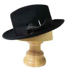 Load image into Gallery viewer, Black Carlisle Hats Camden 6.5 Fedora made of merino wool felt, featuring a classic brim and stylish design.