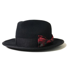 Load image into Gallery viewer, Carlisle Hats Camden 6.5 Black B fedora made of Merino wool felt, featuring a classic black design and brim.