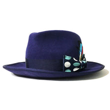 Load image into Gallery viewer, Carlisle Hats Camden 6.5 Blue A fedora made of merino wool felt, featuring a classic design with a structured brim and stylish appearance.