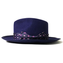 Load image into Gallery viewer, Carlisle Hats Camden 6.5 Blue B fedora made of merino wool felt, showcasing its stylish blue color and classic wide brim.