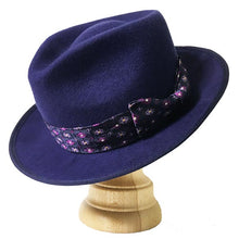 Load image into Gallery viewer, Carlisle Hats Camden 6.5 Blue B fedora made of merino wool felt, featuring a classic brim and stylish design.