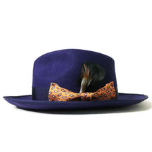 Load image into Gallery viewer, Carlisle Hats Camden 6.5 Blue Fedora made of merino wool felt, featuring a classic wide brim and stylish design.