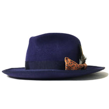 Load image into Gallery viewer, Blue Carlisle Hats Camden 6.5 Fedora made of Merino wool felt, featuring a classic brim and stylish design.