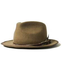 Load image into Gallery viewer, Carlisle Hats Camden 6.5 Tan D fedora made of merino wool felt, featuring a classic brim and stylish design.
