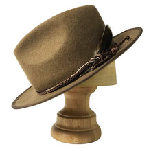 Load image into Gallery viewer, Carlisle Hats Camden 6.5 Tan D fedora made of Merino wool felt, featuring a classic wide brim and stylish design