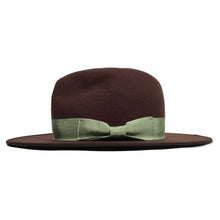 Load image into Gallery viewer, Carlisle Hats Nelson Street Choc Mint fedora made of 100% merino wool felt, stylish hat with a classic design and wide brim.